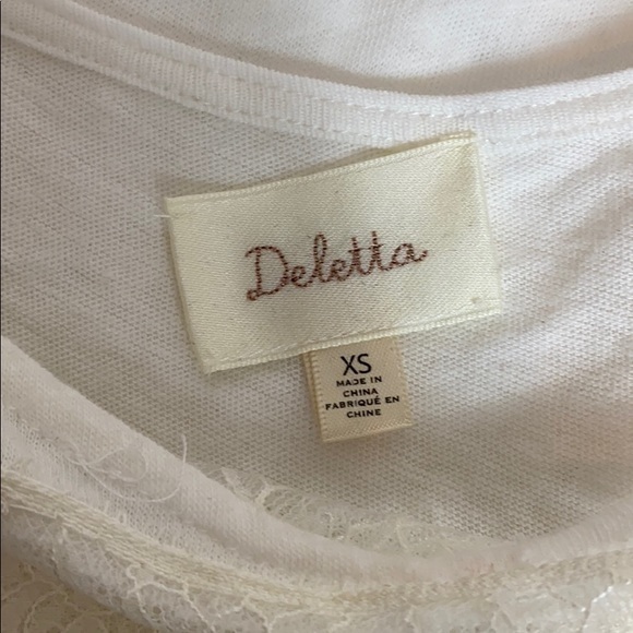 Anthropologie Deletta Creme T-shirt with Lace - Picture 4 of 10